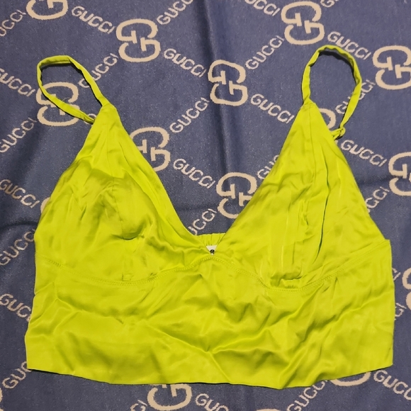AERI Neon Green Silk Top SIZE M - Picture 2 of 11